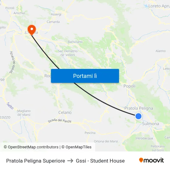 Pratola Peligna Superiore to Gssi - Student House map