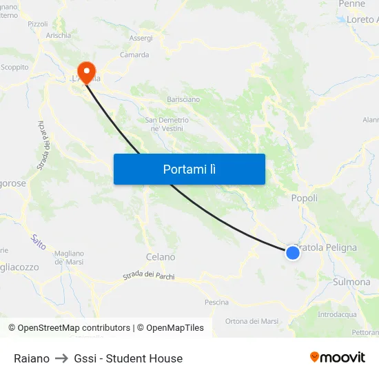 Raiano to Gssi - Student House map