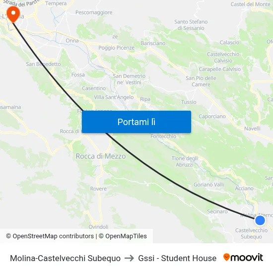 Molina-Castelvecchi Subequo to Gssi - Student House map