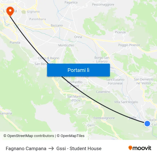 Fagnano Campana to Gssi - Student House map