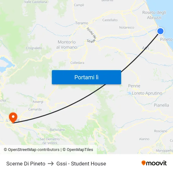 Scerne Di Pineto to Gssi - Student House map