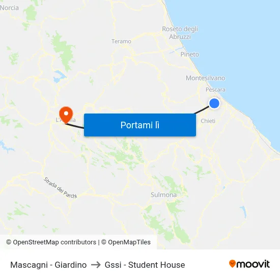 Mascagni - Giardino to Gssi - Student House map