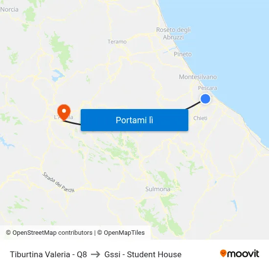 Tiburtina Valeria - Q8 to Gssi - Student House map