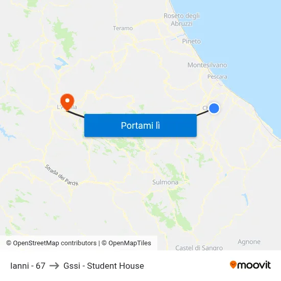 Ianni - 67 to Gssi - Student House map