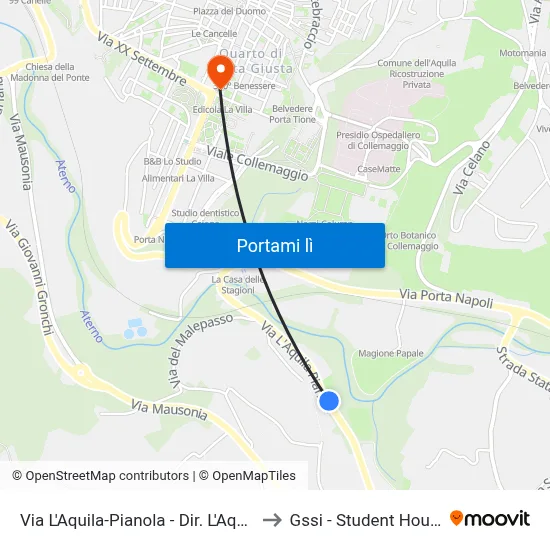 Via L'Aquila-Pianola - Dir. L'Aquila to Gssi - Student House map