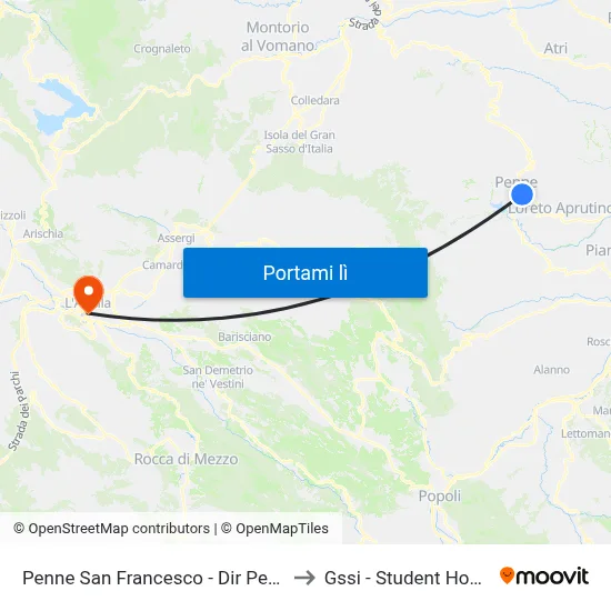 Penne San Francesco - Dir Penne to Gssi - Student House map