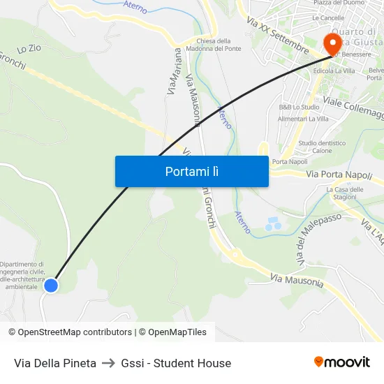 Via Della Pineta to Gssi - Student House map