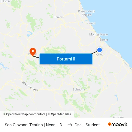 San Giovanni Teatino | Nenni - Dragonara to Gssi - Student House map