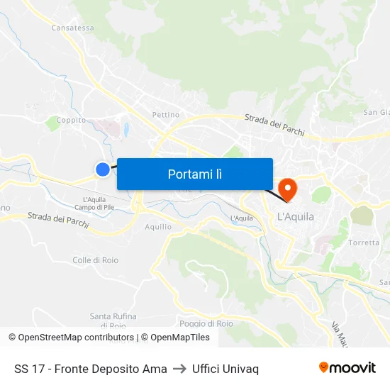 SS 17 - Fronte Deposito Ama to Uffici Univaq map