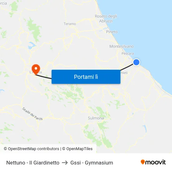 Nettuno - Il Giardinetto to Gssi - Gymnasium map