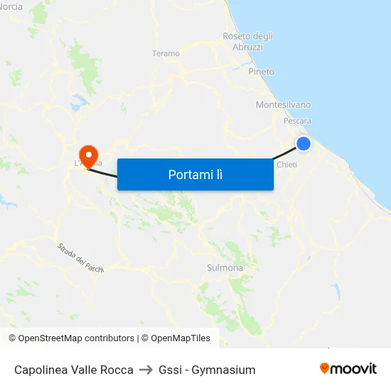 Capolinea Valle Rocca to Gssi - Gymnasium map