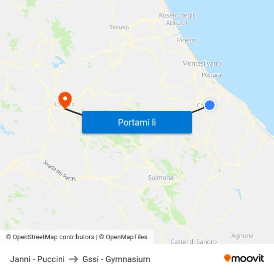 Janni - Puccini to Gssi - Gymnasium map