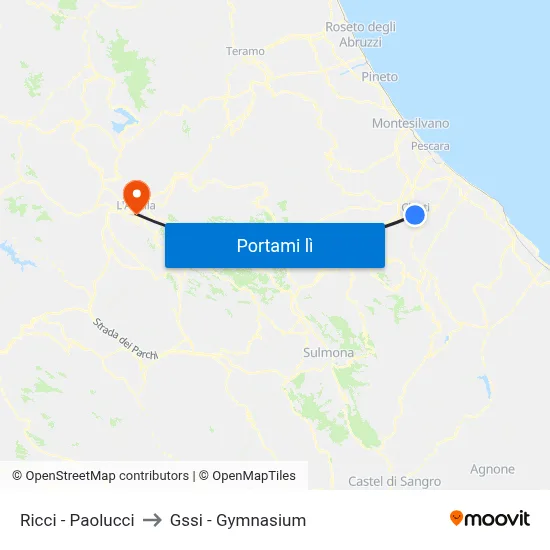 Ricci - Paolucci to Gssi - Gymnasium map