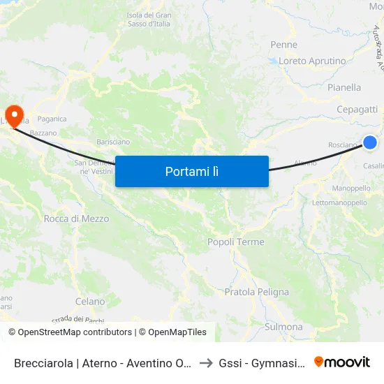 Brecciarola | Aterno - Aventino Ovest to Gssi - Gymnasium map