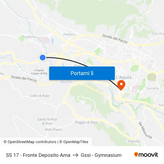 SS 17 - Fronte Deposito Ama to Gssi - Gymnasium map