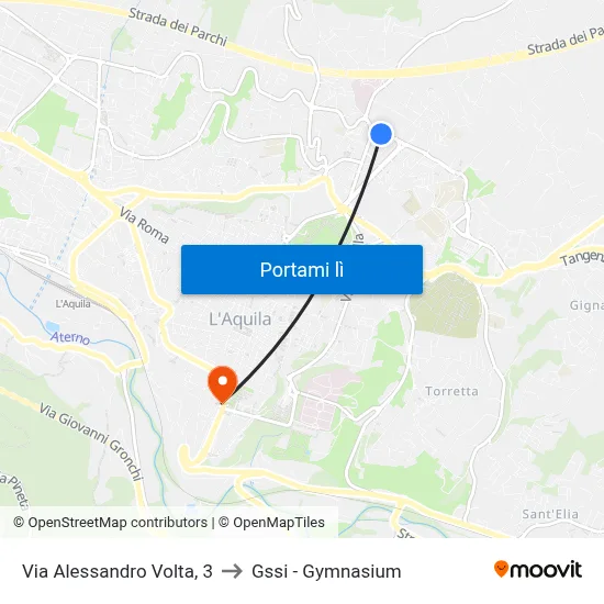 Via Alessandro Volta, 3 to Gssi - Gymnasium map