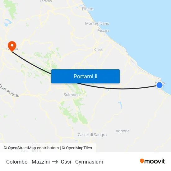 Colombo - Mazzini to Gssi - Gymnasium map