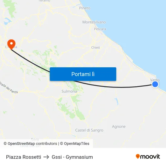 Piazza Rossetti to Gssi - Gymnasium map