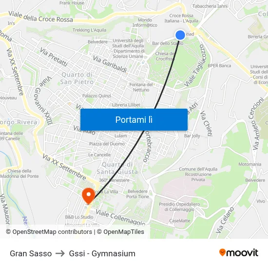 Gran Sasso to Gssi - Gymnasium map