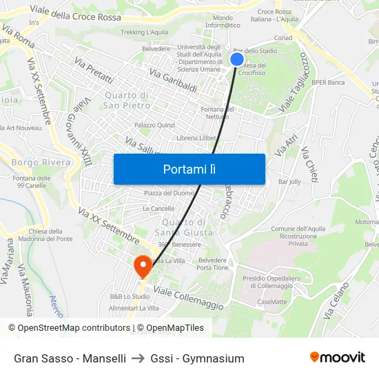 Gran Sasso - Manselli to Gssi - Gymnasium map
