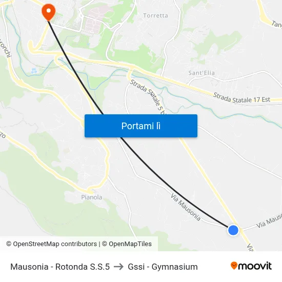 Mausonia - Rotonda S.S.5 to Gssi - Gymnasium map