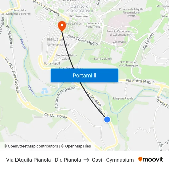 Via L'Aquila-Pianola - Dir. Pianola to Gssi - Gymnasium map