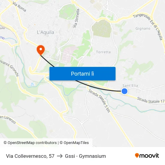 Via Collevernesco, 57 to Gssi - Gymnasium map