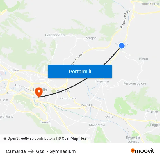 Camarda to Gssi - Gymnasium map