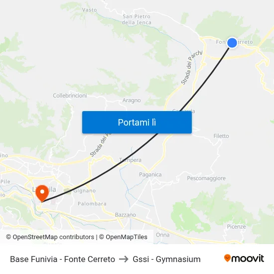 Base Funivia - Fonte Cerreto to Gssi - Gymnasium map