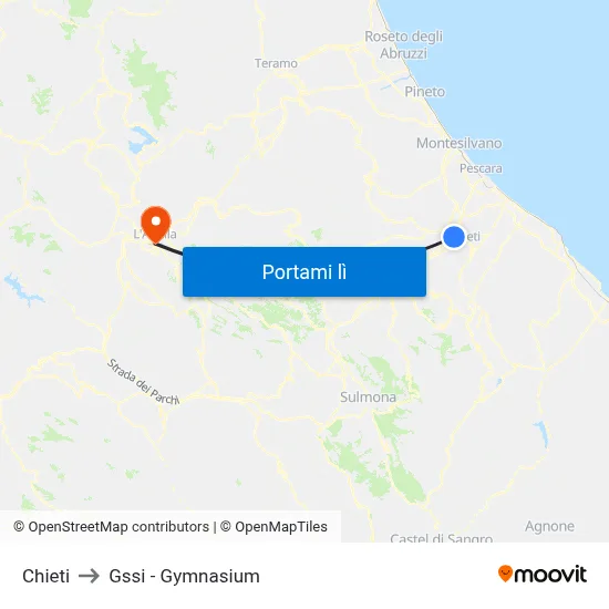 Chieti to Gssi - Gymnasium map