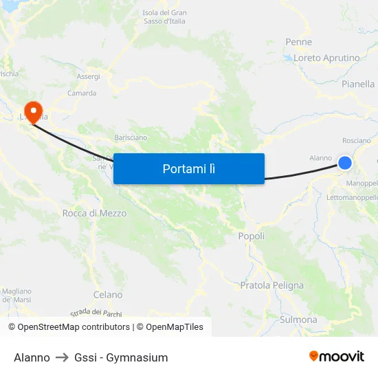 Alanno to Gssi - Gymnasium map
