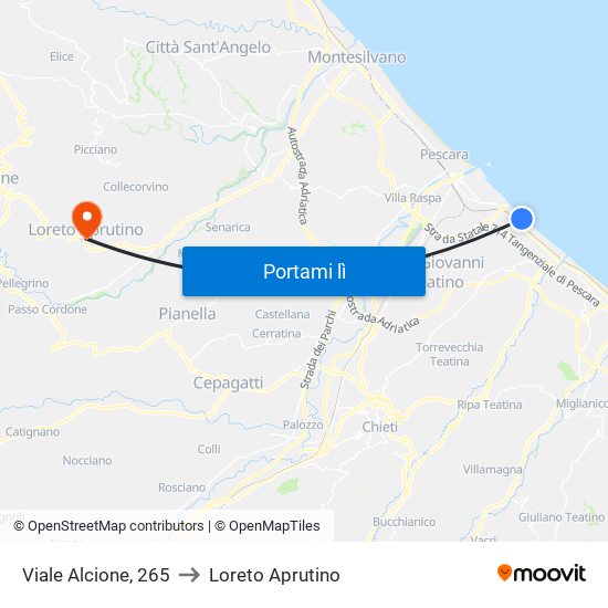 Viale Alcione, 265 to Loreto Aprutino map