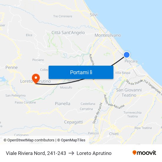 Viale Riviera Nord, 241-243 to Loreto Aprutino map