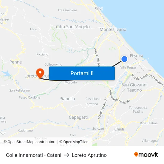 Colle Innamorati - Catani to Loreto Aprutino map
