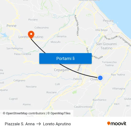 Piazzale S. Anna to Loreto Aprutino map