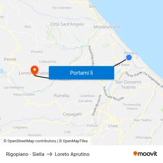 Rigopiano - Siella to Loreto Aprutino map