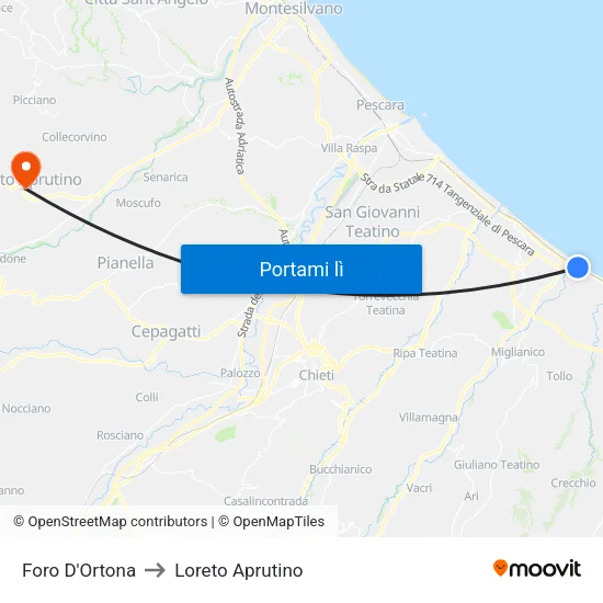 Ortona - Adriatica Sud 84 to Loreto Aprutino map