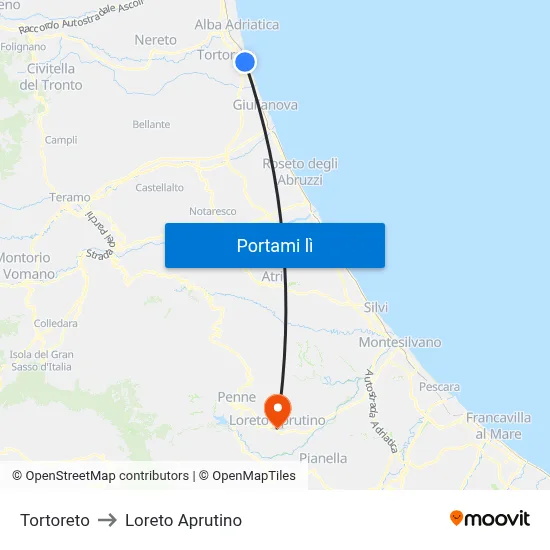 Tortoreto to Loreto Aprutino map