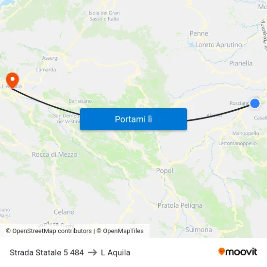 Strada Statale 5  484 to L Aquila map