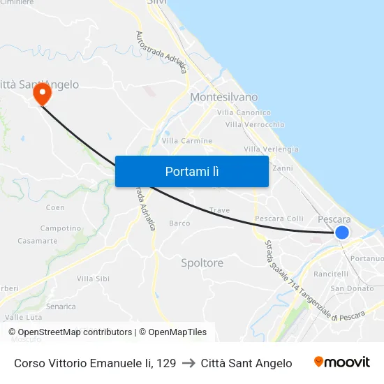 Corso Vittorio Emanuele Ii, 129 to Città Sant Angelo map