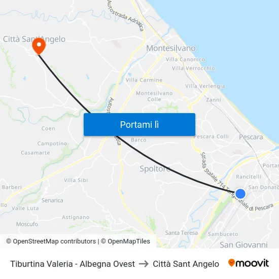 Tiburtina Valeria - Albegna Ovest to Città Sant Angelo map