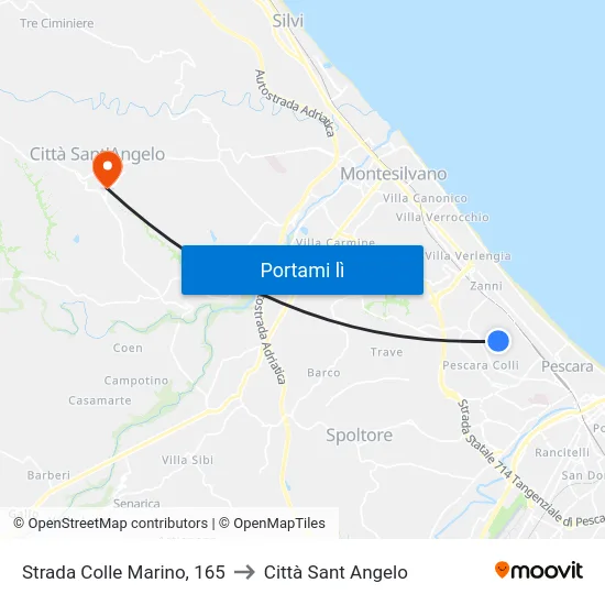 Strada Colle Marino, 165 to Città Sant Angelo map