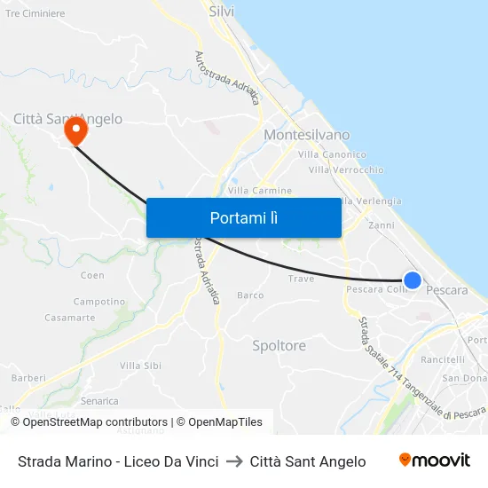 Strada Marino - Liceo Da Vinci to Città Sant Angelo map