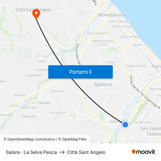 Salara - La Selva Pesca to Città Sant Angelo map