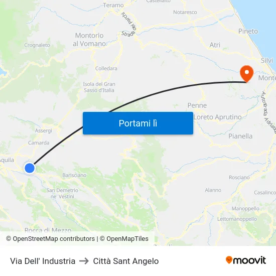 Via Dell' Industria to Città Sant Angelo map