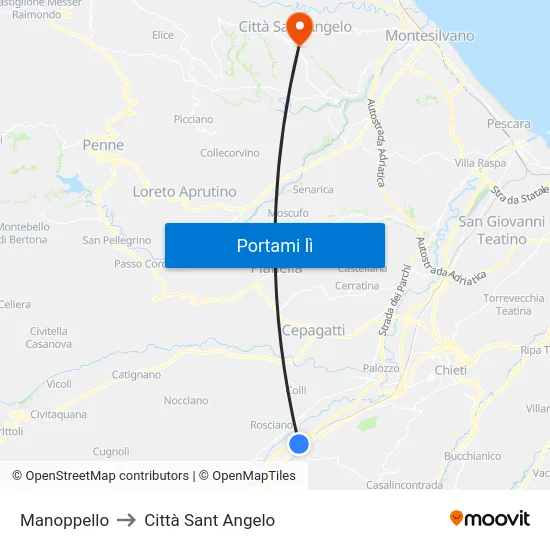 Manoppello to Città Sant Angelo map
