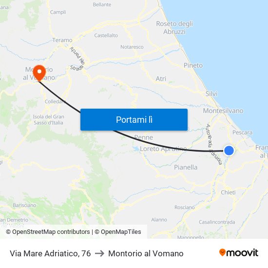 Via Mare Adriatico, 76 to Montorio al Vomano map