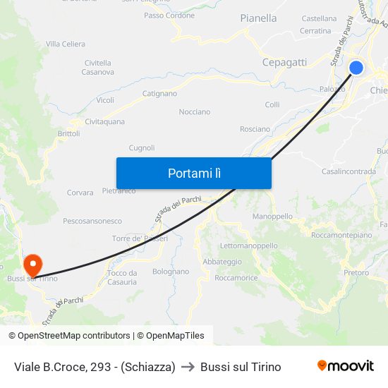 Viale B.Croce, 293 - (Schiazza) to Bussi sul Tirino map