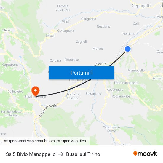 Ss.5 Bivio Manoppello to Bussi sul Tirino map