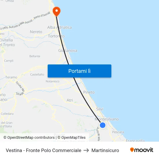 Vestina - Fronte Polo Commerciale to Martinsicuro map